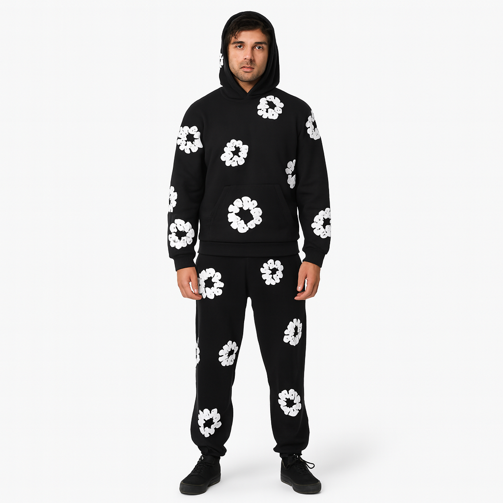 Unisex Floral Print Tracksuit Hoodie & Joggers – Lightweight Lounge Set
