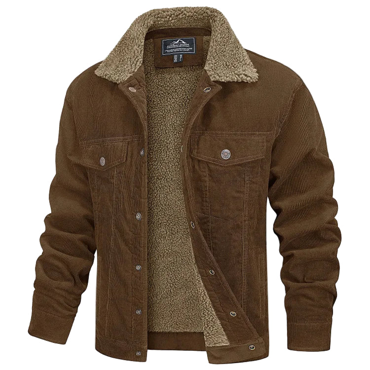 Men’s Corduroy Trucker Jacket – Slim Fit Overshirt for Spring