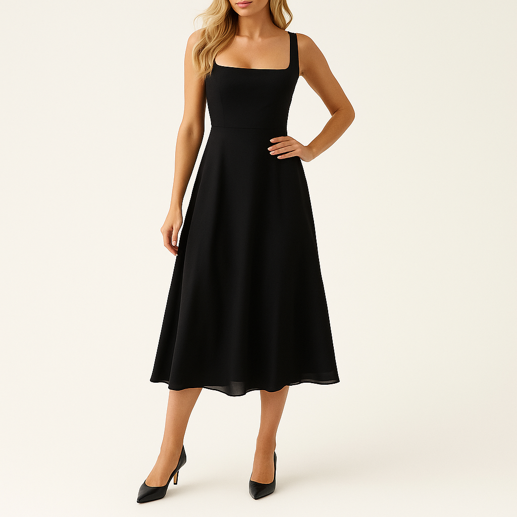 Women's Sleeveless Solid Colour Dress – Elegant Summer Midi Style