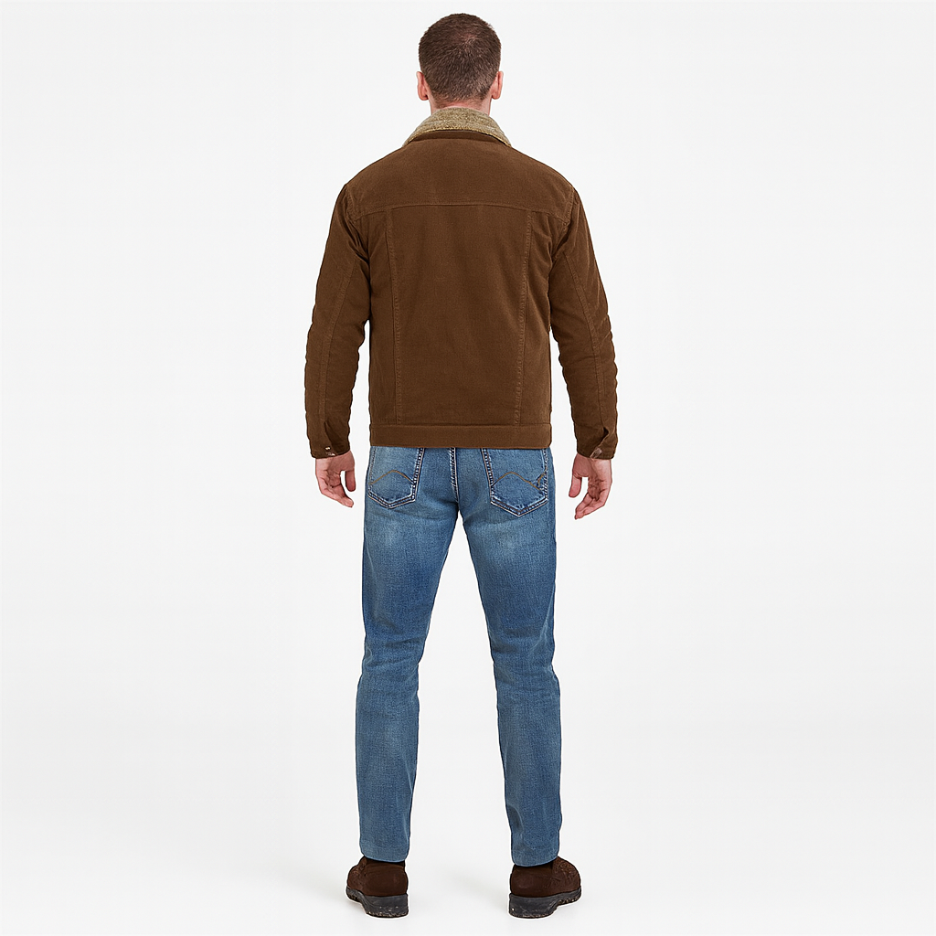 Men’s Corduroy Trucker Jacket – Slim Fit Overshirt for Spring