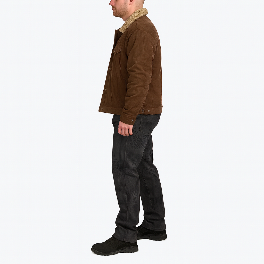 Men’s Corduroy Trucker Jacket – Slim Fit Overshirt for Spring
