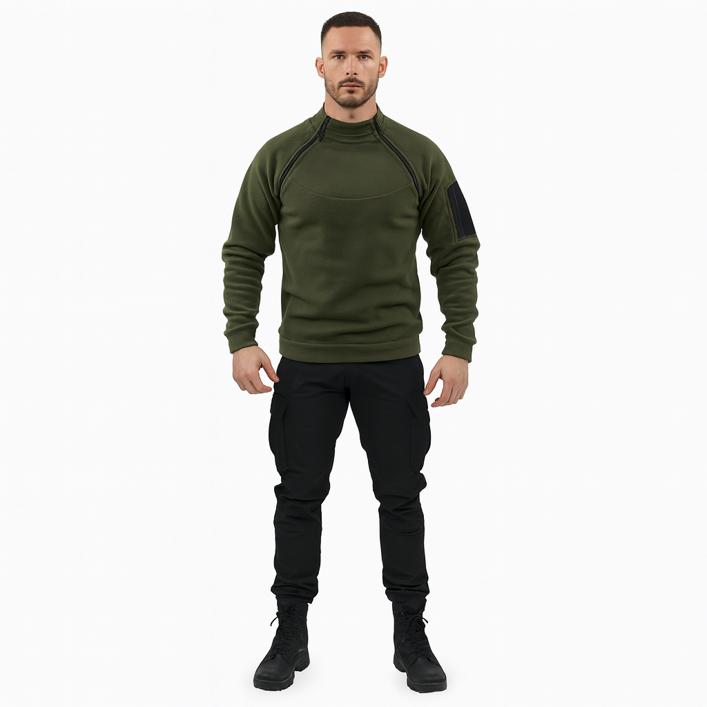 Men’s Tactical Thermal Jumper – Waffle Knit, Half-Zip, Casual Outdoor