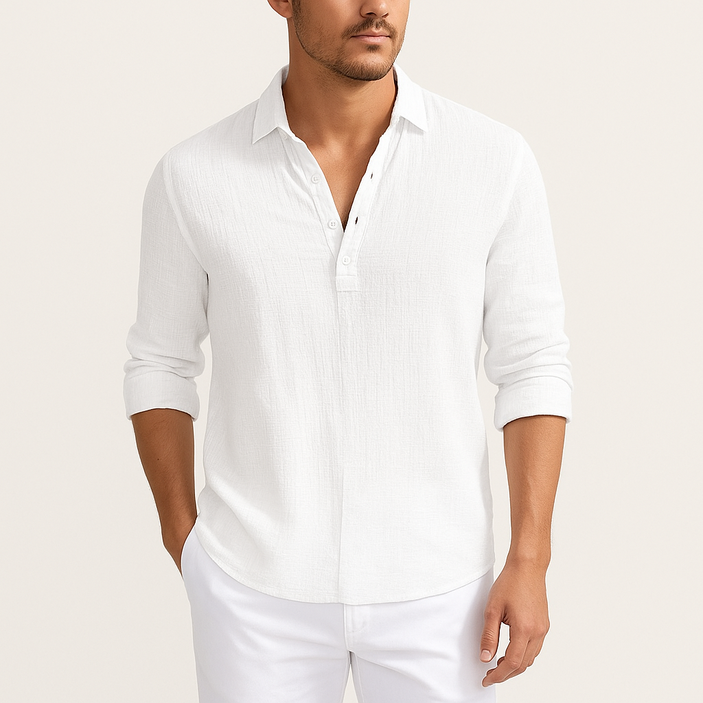 Men’s Linen Polo Shirt – Lightweight Short Sleeve Summer Top