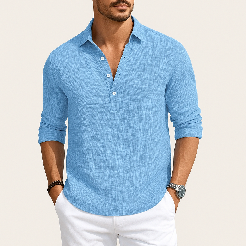 Men’s Linen Polo Shirt – Lightweight Short Sleeve Summer Top