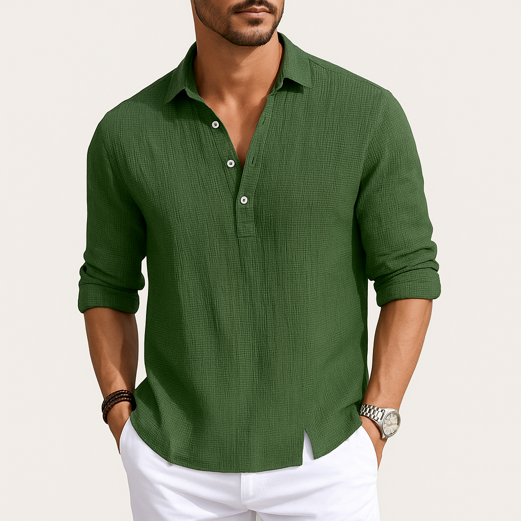 Men’s Linen Polo Shirt – Lightweight Short Sleeve Summer Top