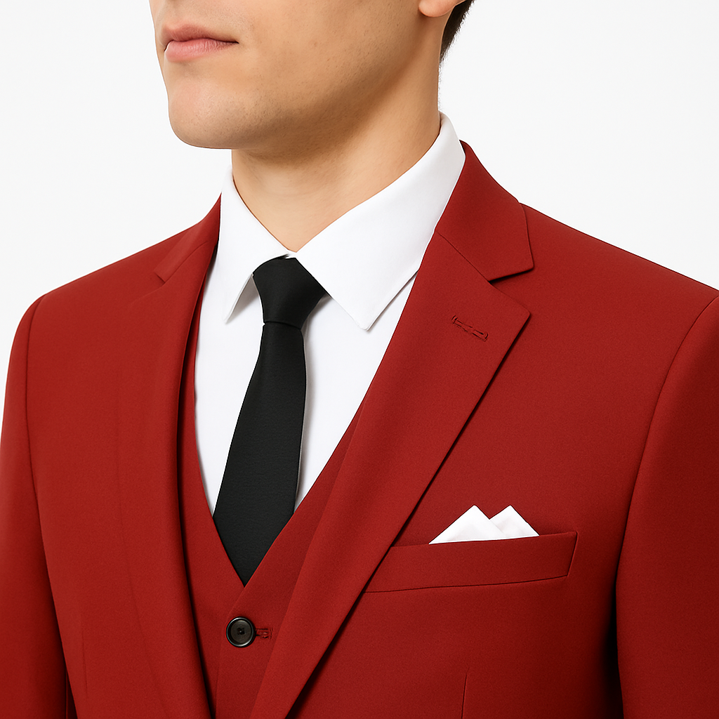 Men’s 3-Piece Notch-Lapel Suit with Waistcoat – Slim Fit