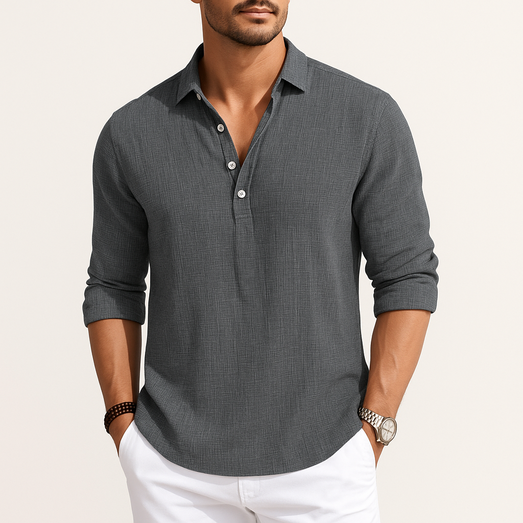 Men’s Linen Polo Shirt – Lightweight Short Sleeve Summer Top