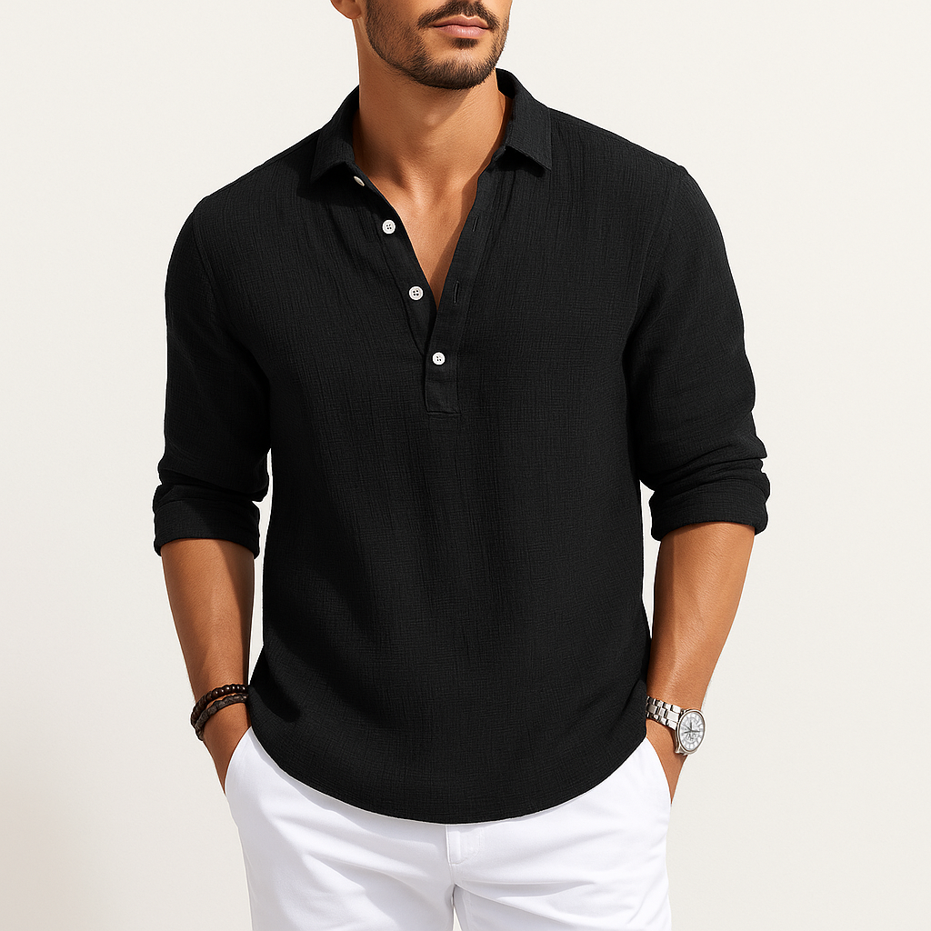 Men’s Linen Polo Shirt – Lightweight Short Sleeve Summer Top