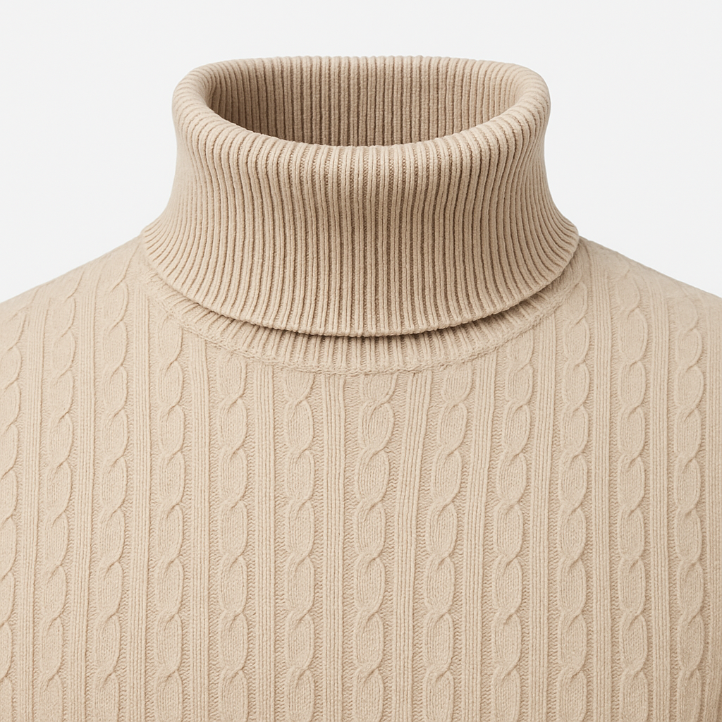 Men’s Merino Wool Turtleneck Sweater – Lightweight Knit, Smart-Casual