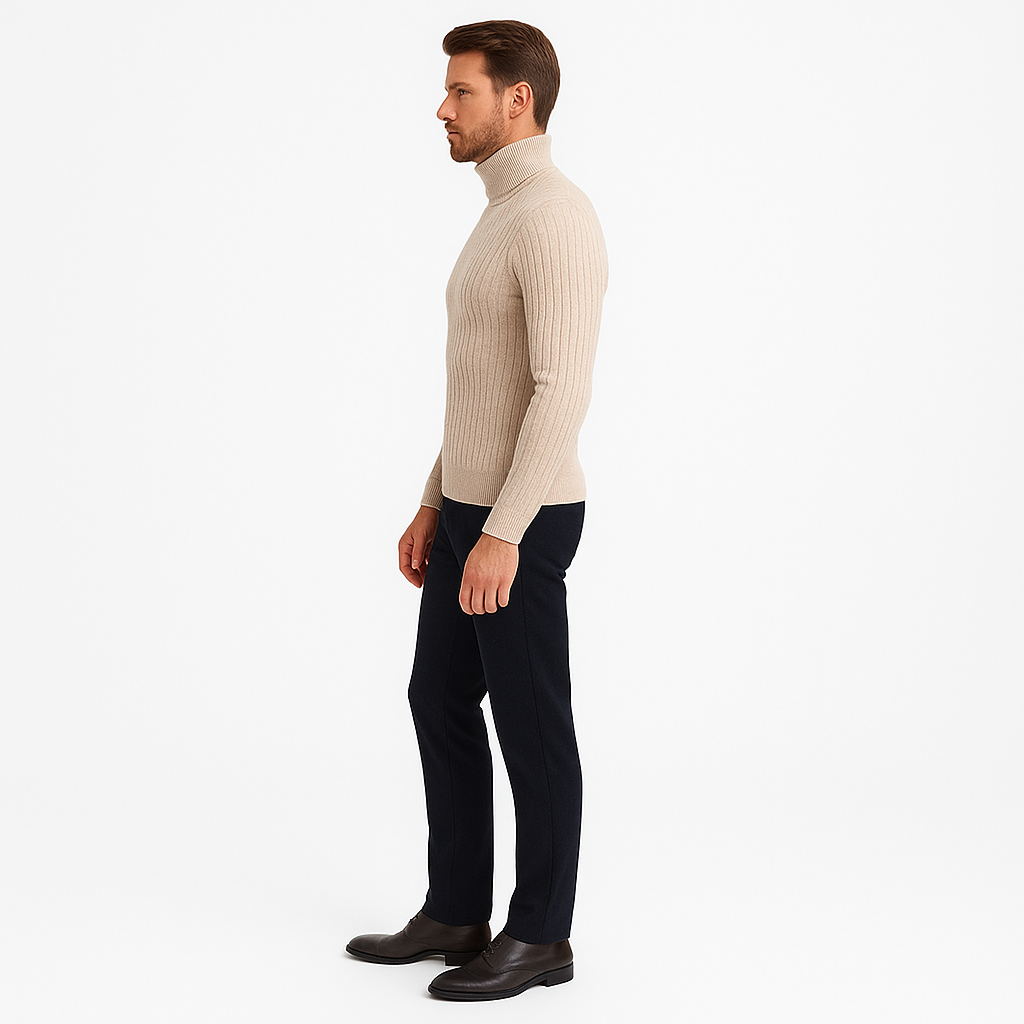 Men’s Merino Wool Turtleneck Sweater – Lightweight Knit, Smart-Casual