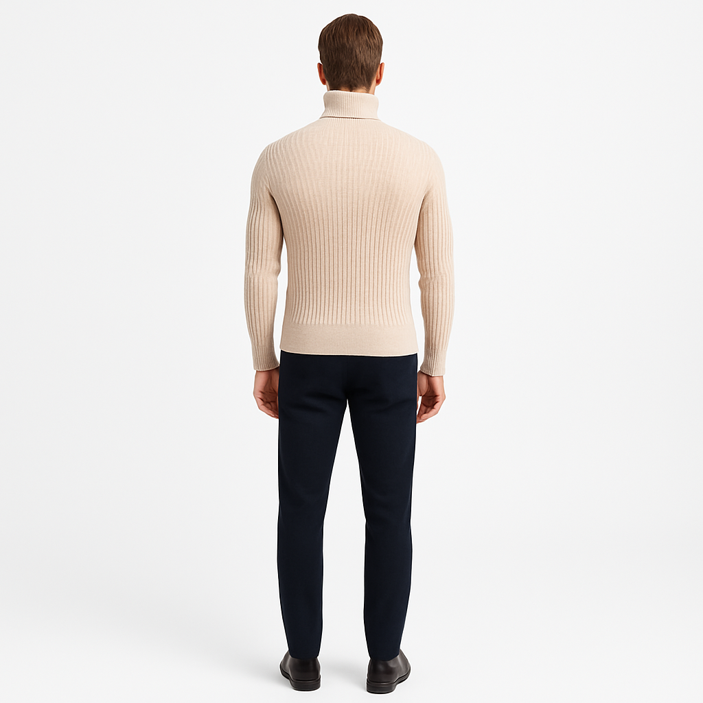 Men’s Merino Wool Turtleneck Sweater – Lightweight Knit, Smart-Casual