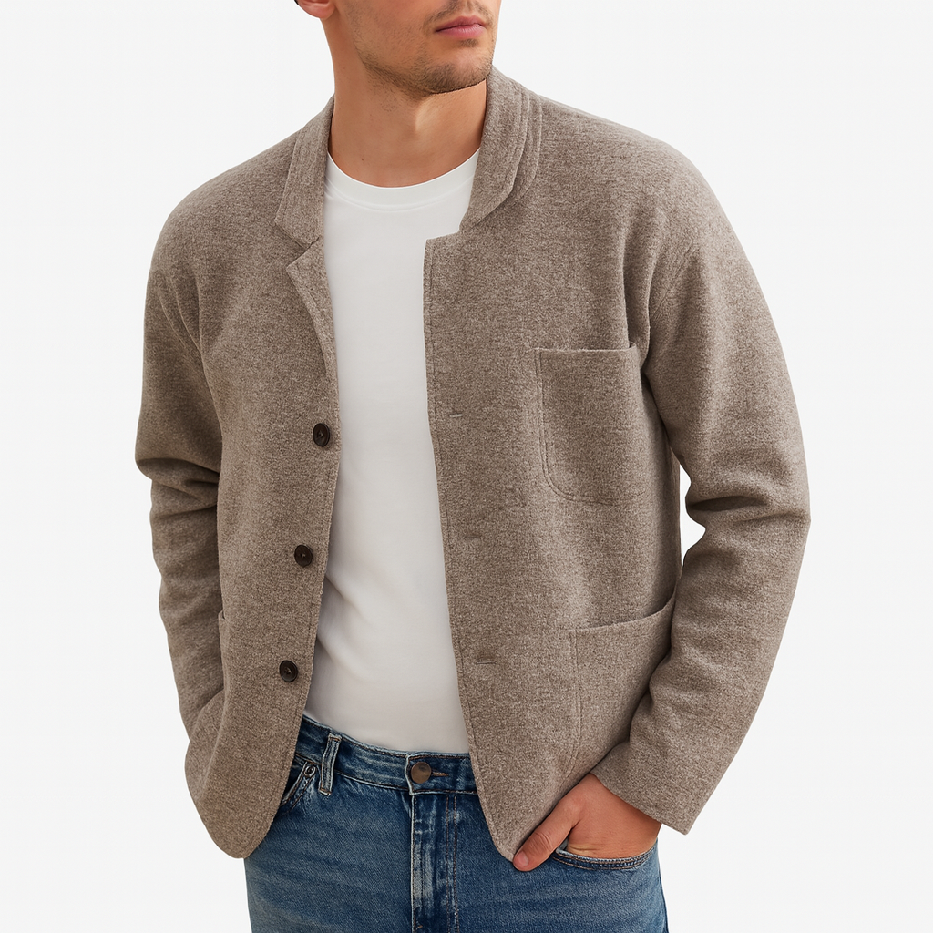 Smart Wool Button-Up Cardigan for Men – Warm Spring Layer