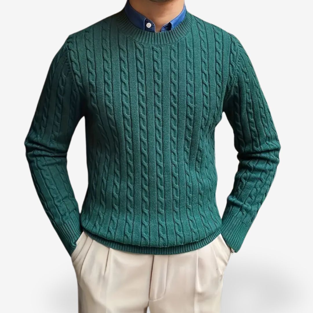 Men’s Chunky Knit Jumper – Warm Wool Blend, Cosy Cable Design