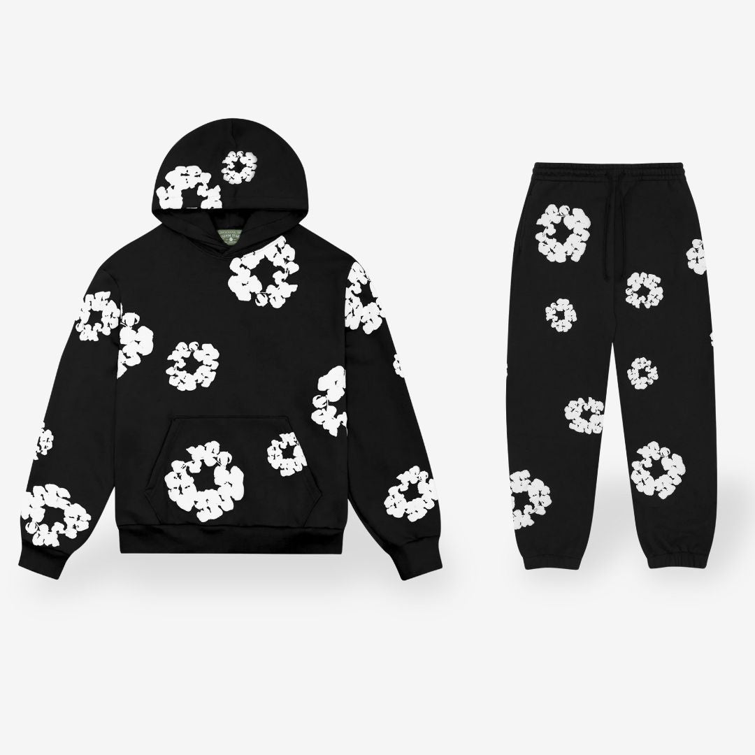 Unisex Floral Print Tracksuit Hoodie & Joggers – Lightweight Lounge Set