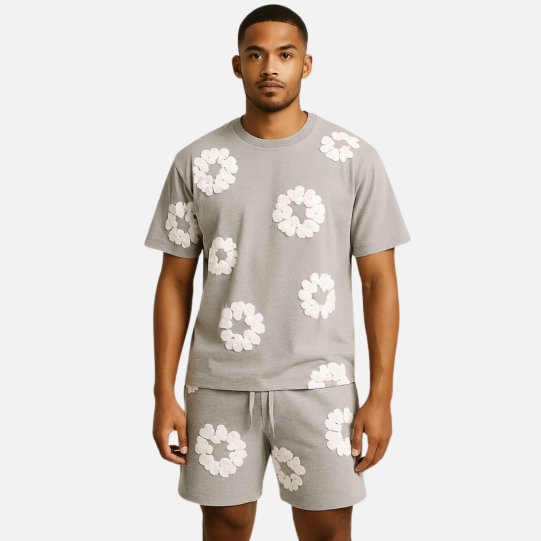 Unisex Floral Graphic T-Shirt & Shorts Set – Summer Co-ord Outfit