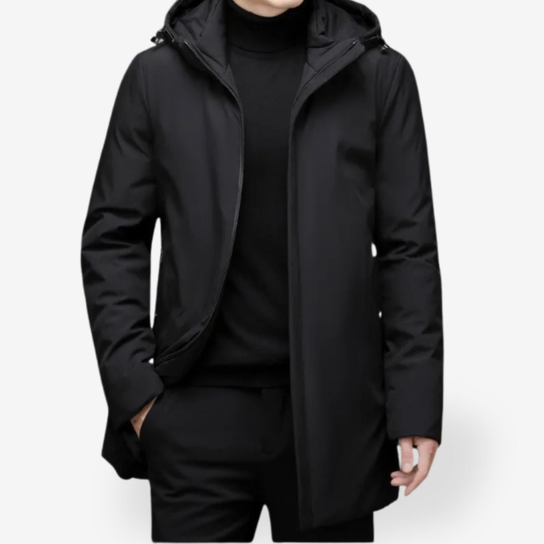 Men’s Warm Winter Coat – Insulated Hooded Puffer, Water-Resistant (Slim Fit)