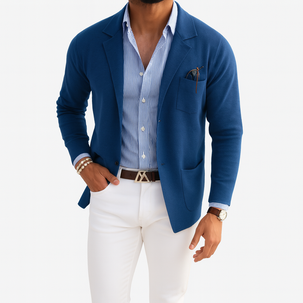 Notch Collar Men’s Blazer with Button Pockets – Smart Layer
