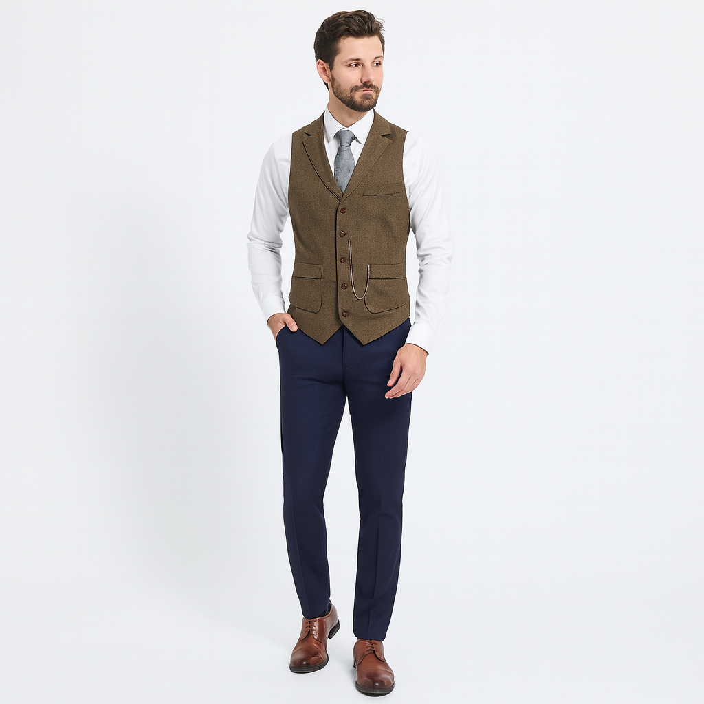 Men’s Elegant Lapel Waistcoat – Smart Tailored Vest for Spring/Summer