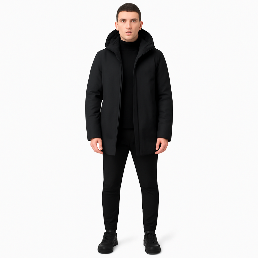 Men’s Warm Winter Coat – Insulated Hooded Puffer, Water-Resistant (Slim Fit)