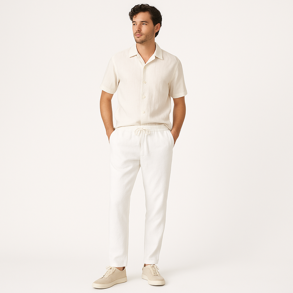 Men's Regular Fit Linen Trousers – Classic Summer Smart Casual