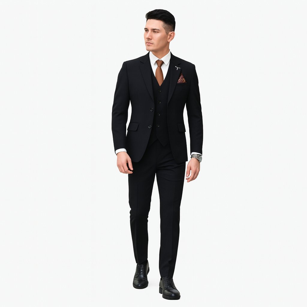 Men’s Lightweight Summer 3-Piece Suit with Waistcoat & Pockets
