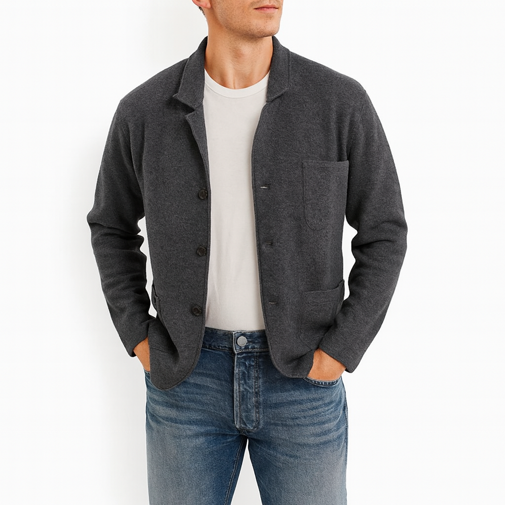 Smart Wool Button-Up Cardigan for Men – Warm Spring Layer