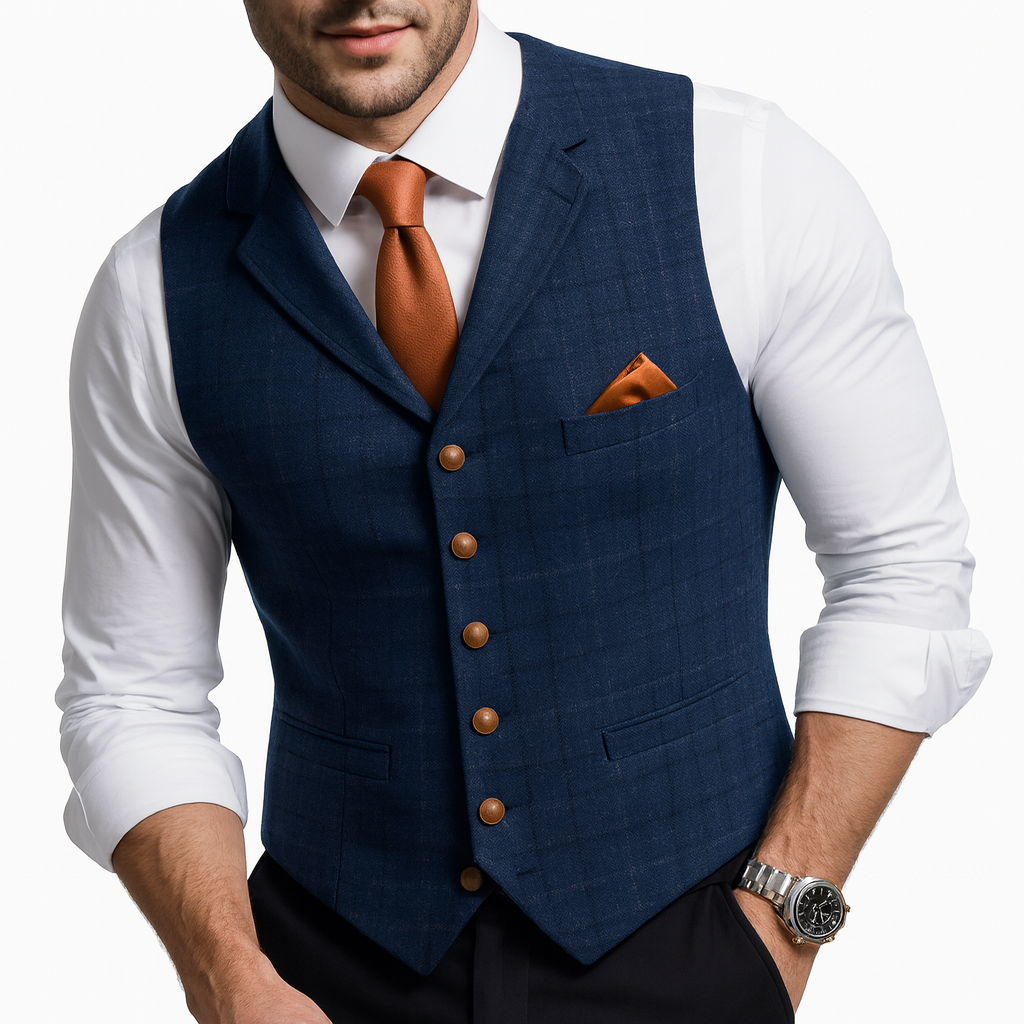 Men’s Quilted Gilet with Check Pattern – Smart Spring Layer