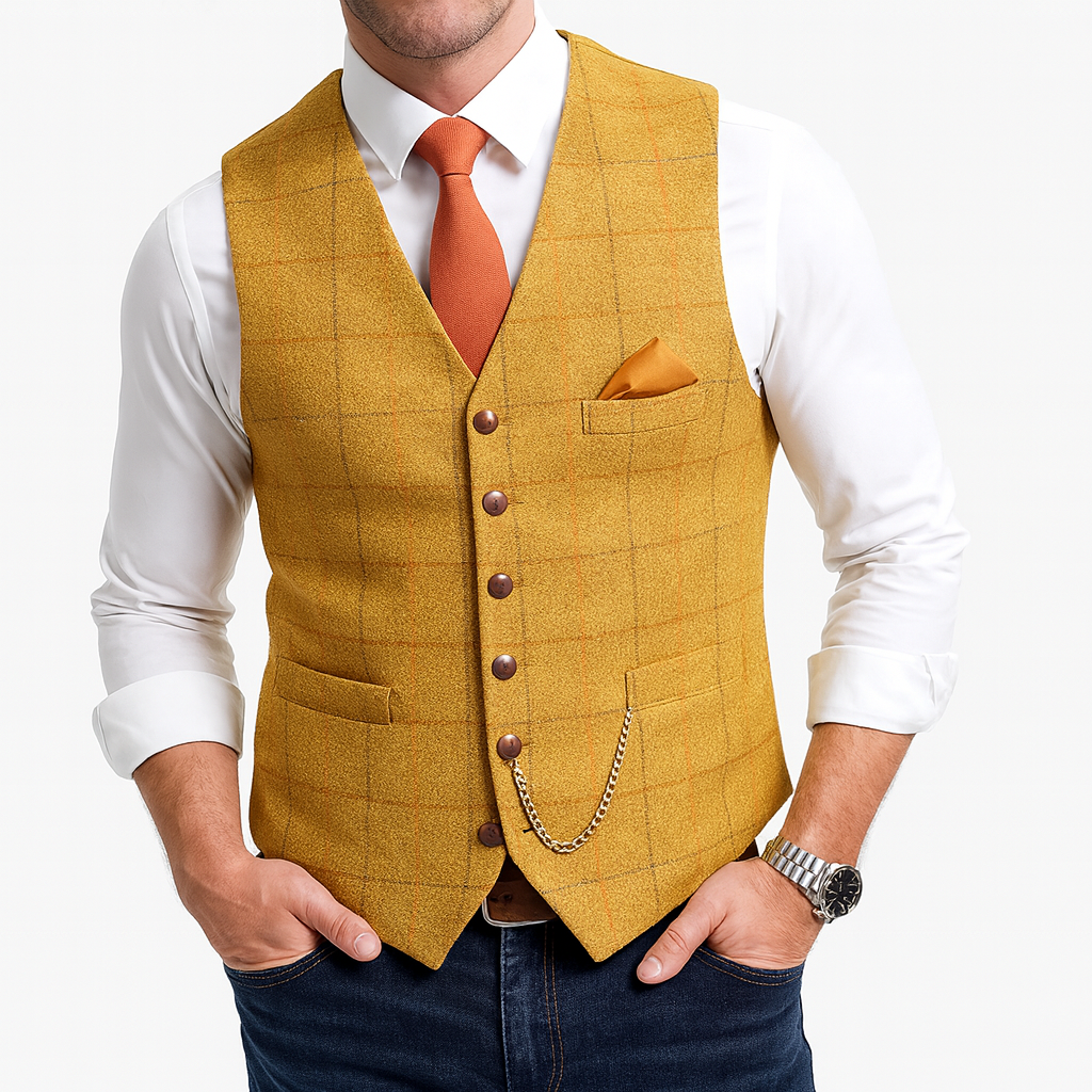 Men’s Quilted Gilet with Check Pattern – Smart Spring Layer