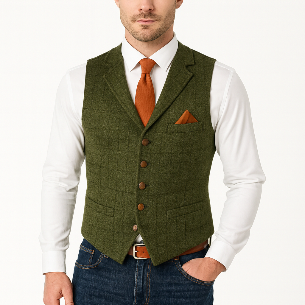 Men’s Quilted Gilet with Check Pattern – Smart Spring Layer