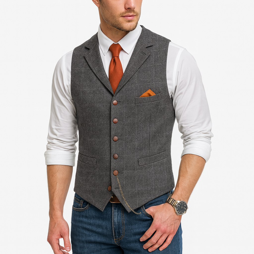 Men’s Quilted Gilet with Check Pattern – Smart Spring Layer