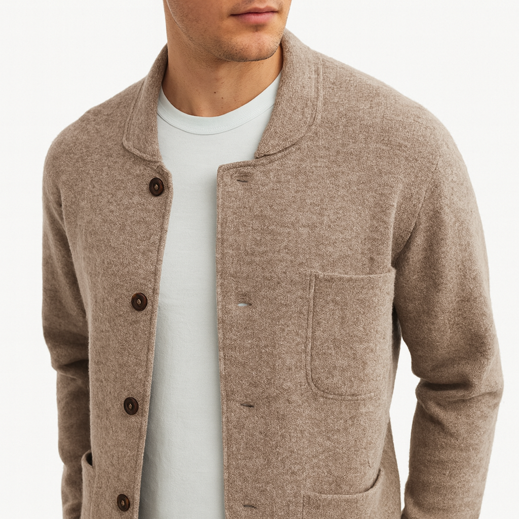 Smart Wool Button-Up Cardigan for Men – Warm Spring Layer