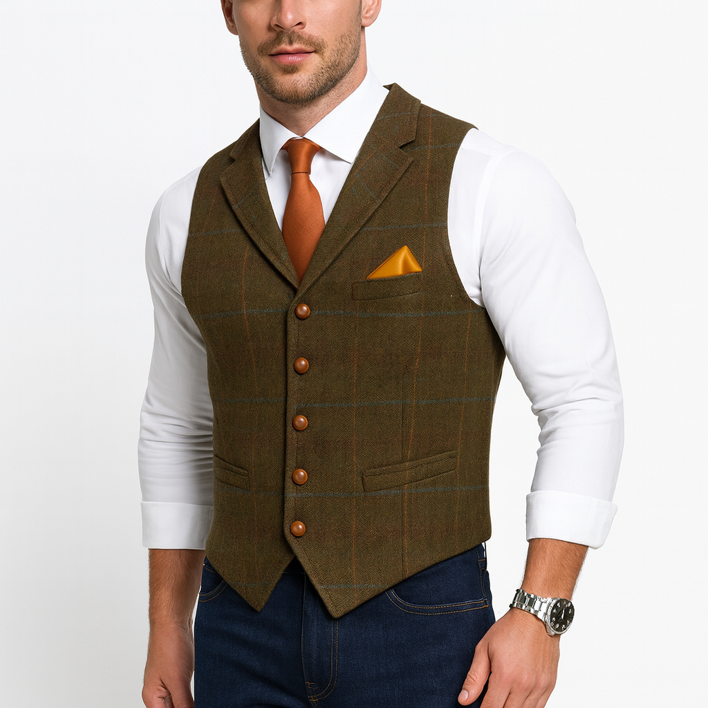 Men’s Quilted Gilet with Check Pattern – Smart Spring Layer