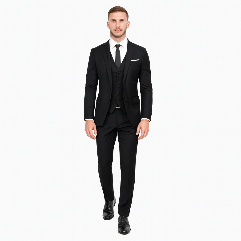 Men’s Slim-Fit 3-Piece Single-Breasted Suit for Weddings