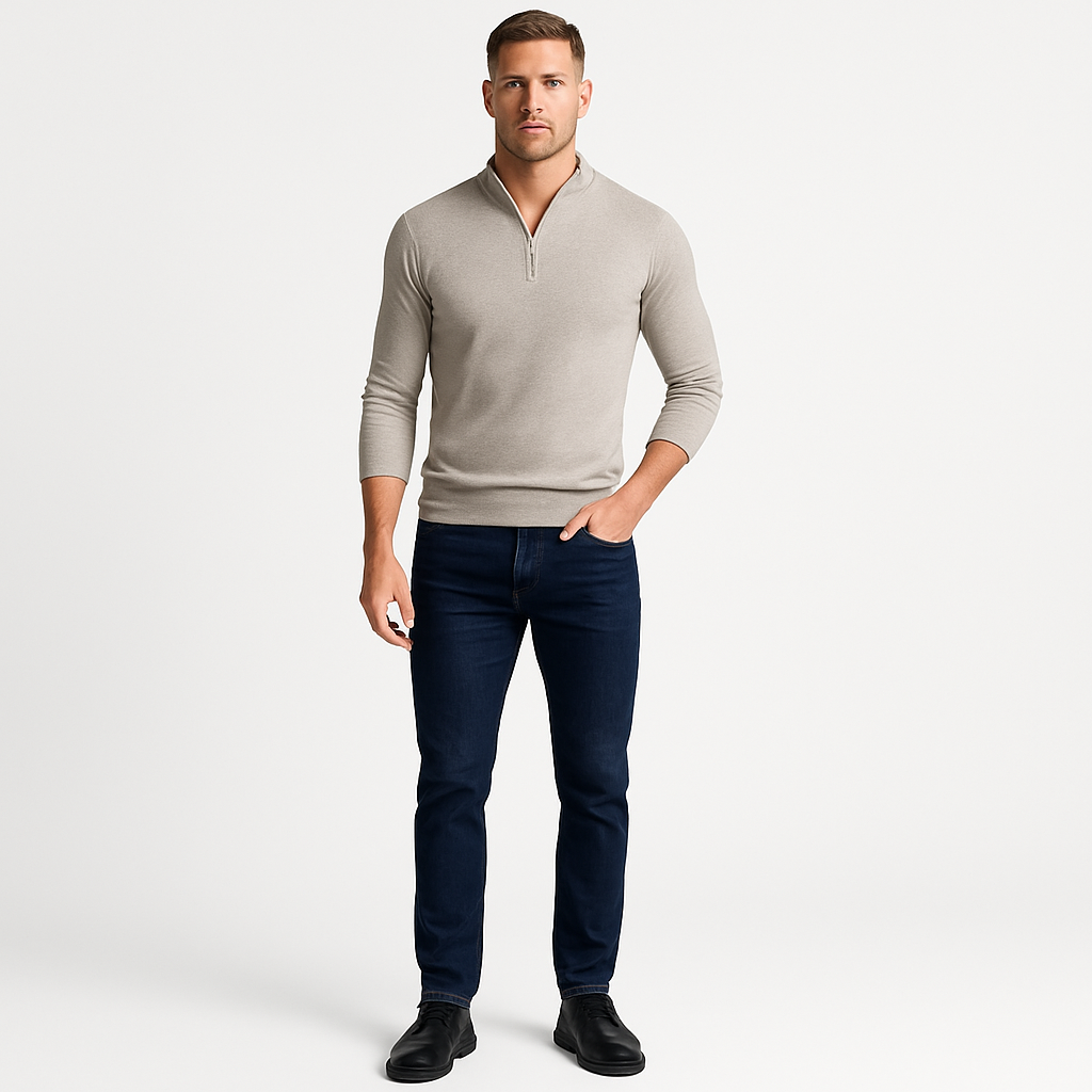 Men’s Lightweight Zip-Neck Jumper for Spring/Summer Layering