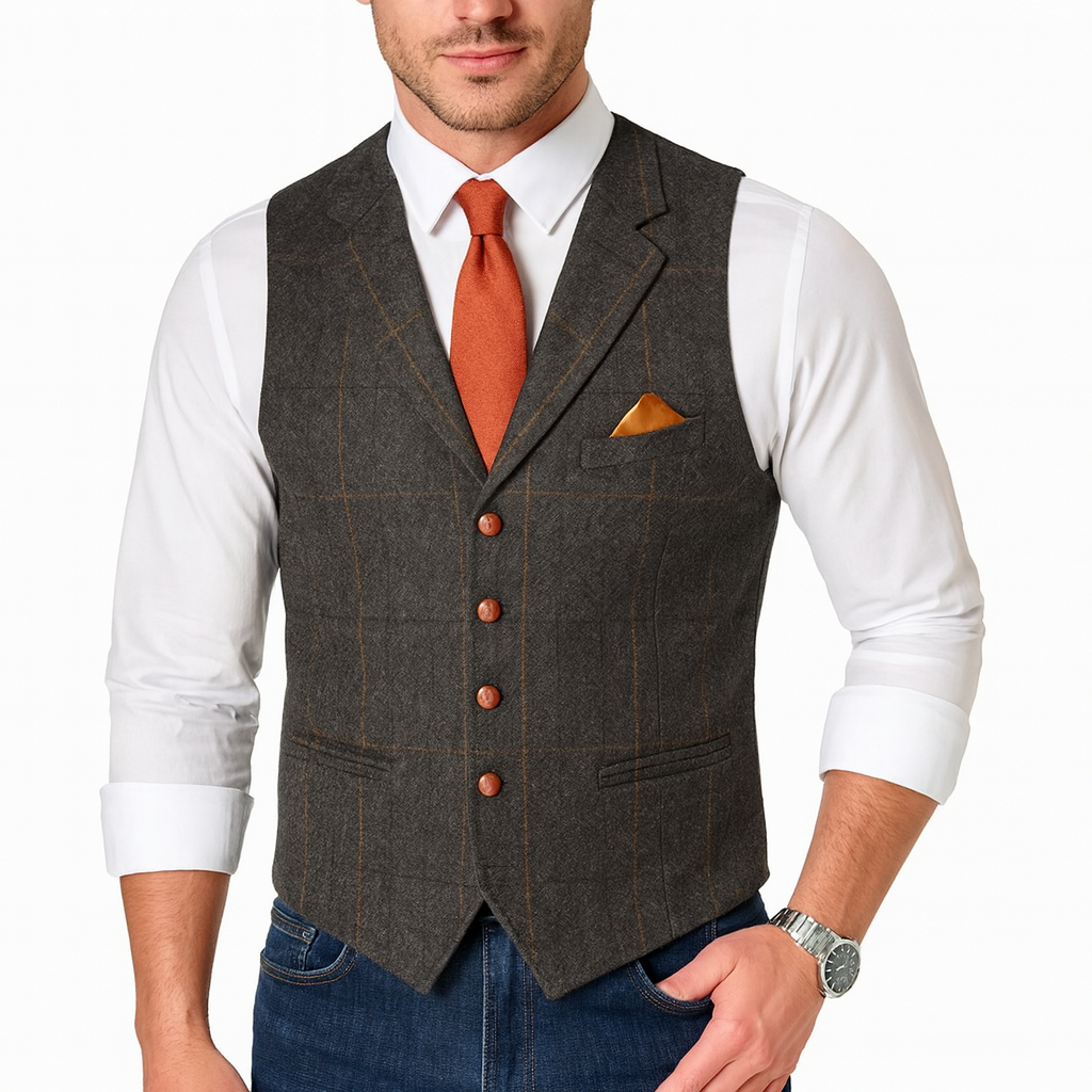 Men’s Quilted Gilet with Check Pattern – Smart Spring Layer