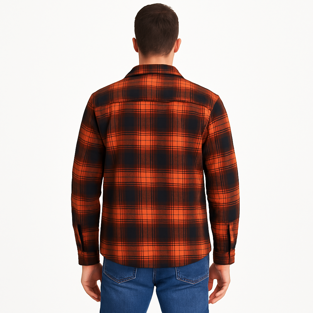 Men’s Checked Fleece-Lined Jacket – Sherpa Overshirt for Spring