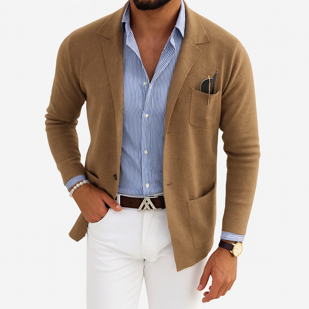 Notch Collar Men’s Blazer with Button Pockets – Smart Layer