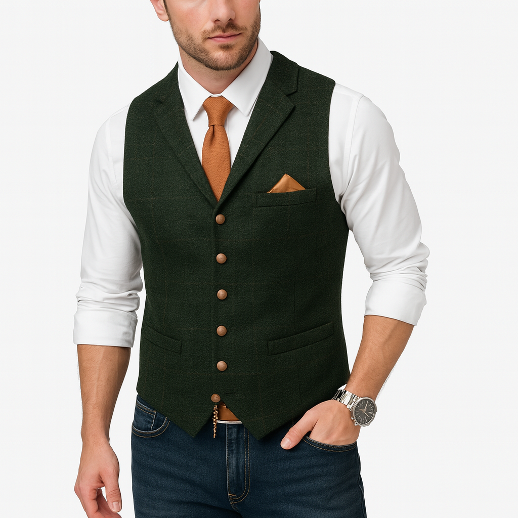 Men’s Quilted Gilet with Check Pattern – Smart Spring Layer