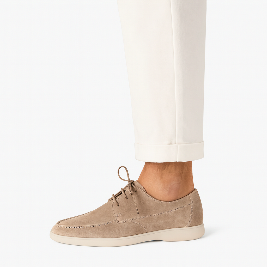 Men’s Leather Lace-Up Loafers – Smart Casual Trainer-Style Grip