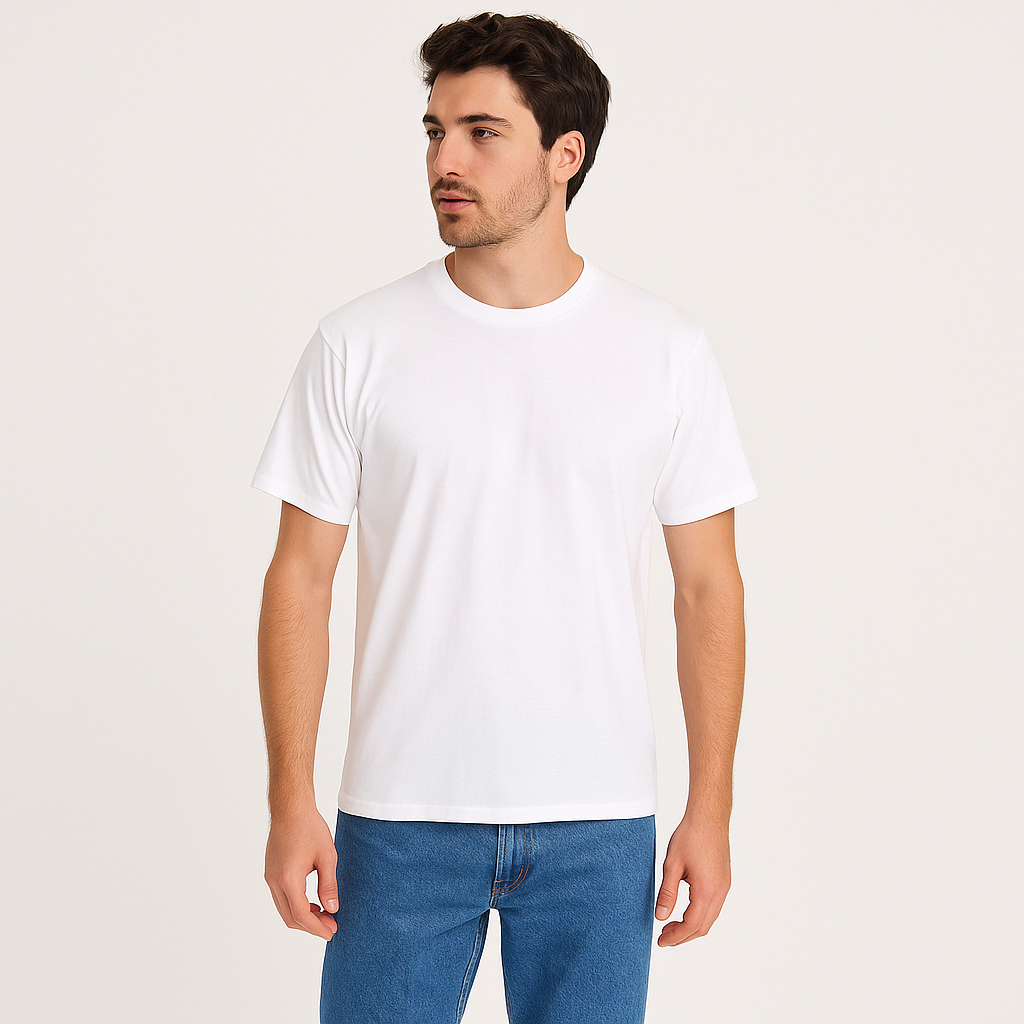Men's 100% Cotton Crew Neck T-Shirt – Breathable Summer Fit