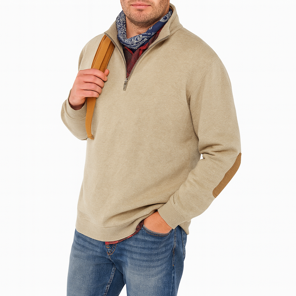 Men’s Half-Zip Sweatshirt with Elbow Patches – Warm Layer