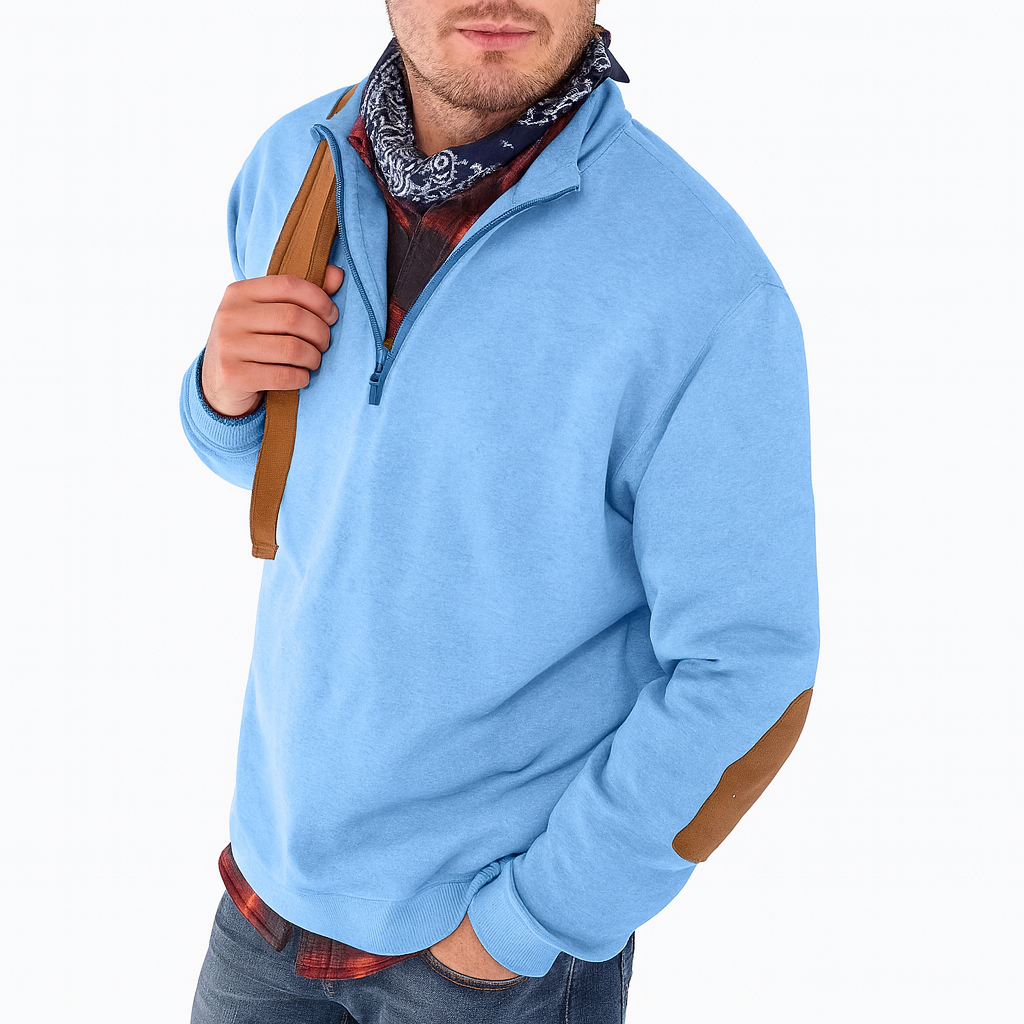 Men’s Half-Zip Sweatshirt with Elbow Patches – Warm Layer