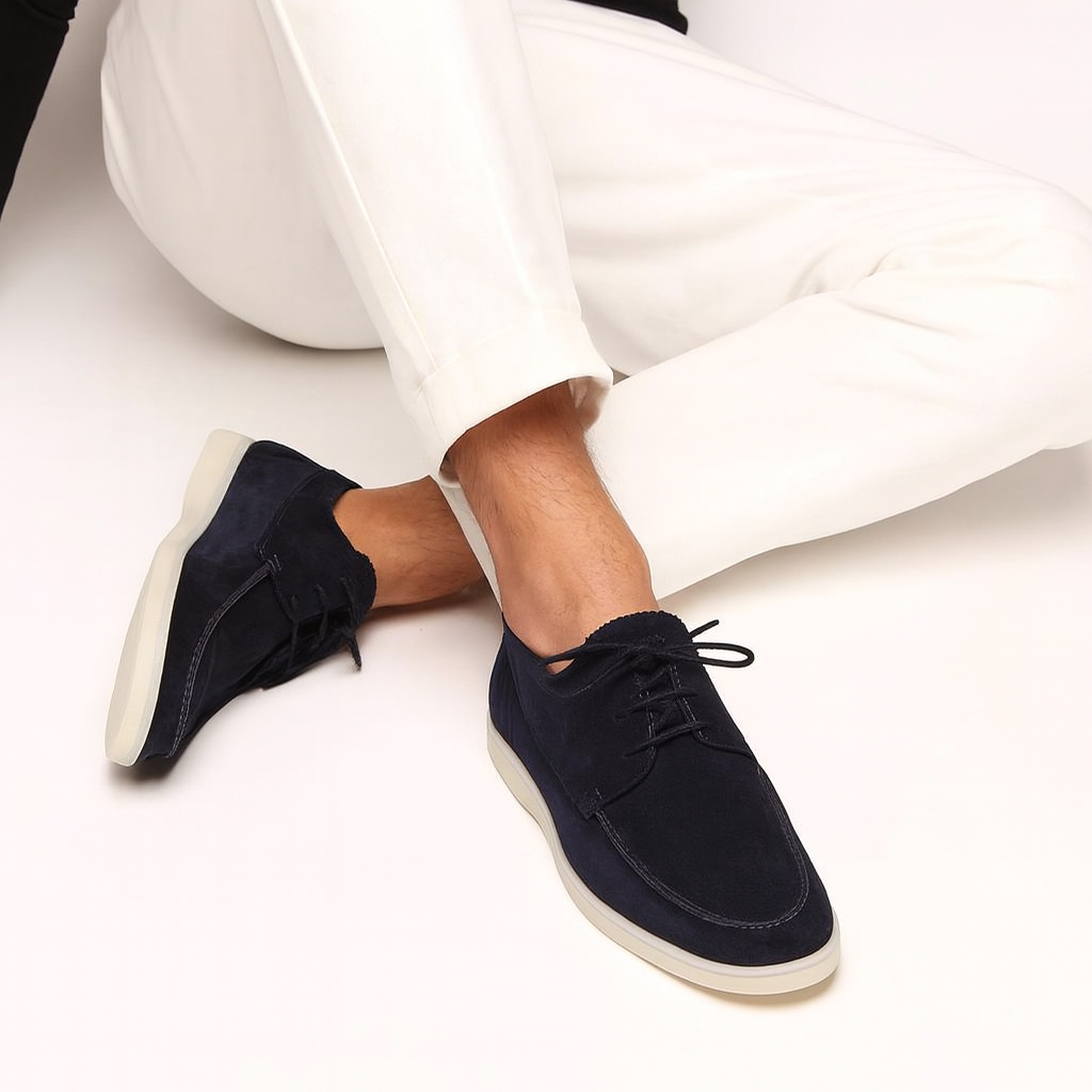 Men’s Leather Lace-Up Loafers – Smart Casual Trainer-Style Grip