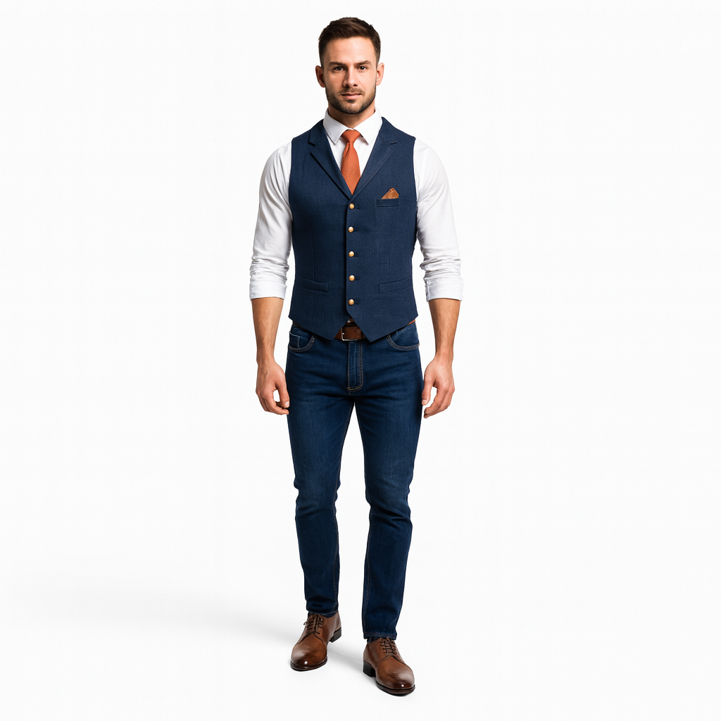 Men’s Quilted Gilet with Check Pattern – Smart Spring Layer