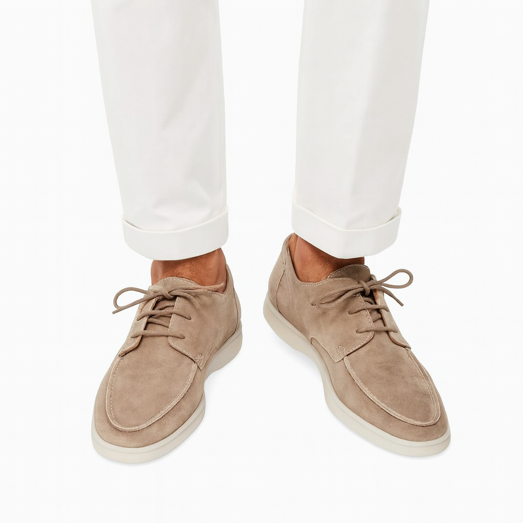 Men’s Leather Lace-Up Loafers – Smart Casual Trainer-Style Grip