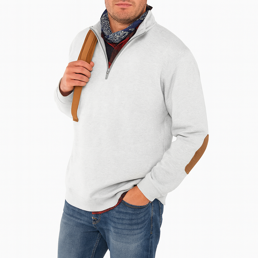 Men’s Half-Zip Sweatshirt with Elbow Patches – Warm Layer