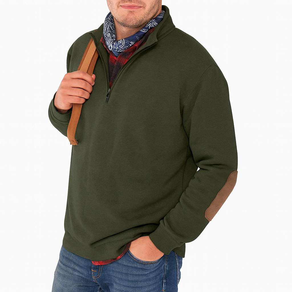 Men’s Half-Zip Sweatshirt with Elbow Patches – Warm Layer