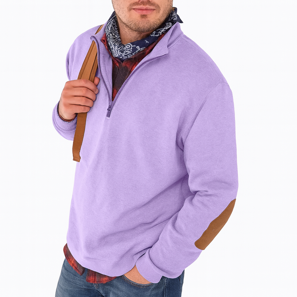 Men’s Half-Zip Sweatshirt with Elbow Patches – Warm Layer
