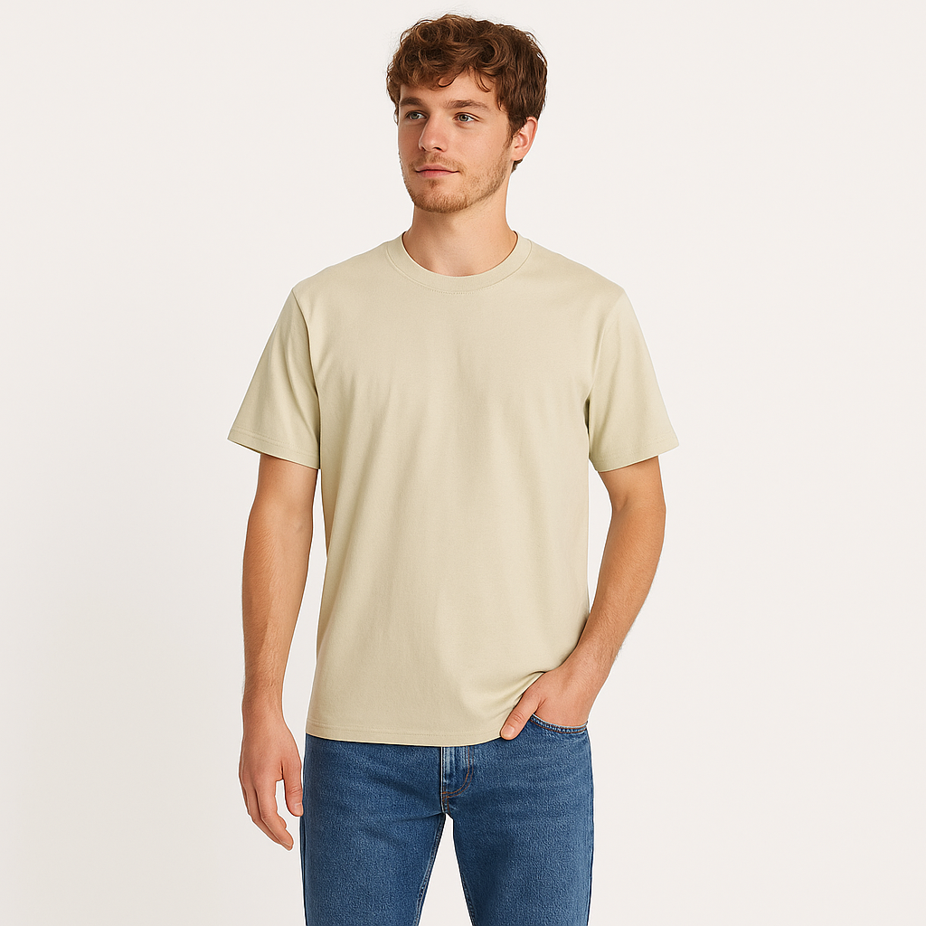 Men's 100% Cotton Crew Neck T-Shirt – Breathable Summer Fit