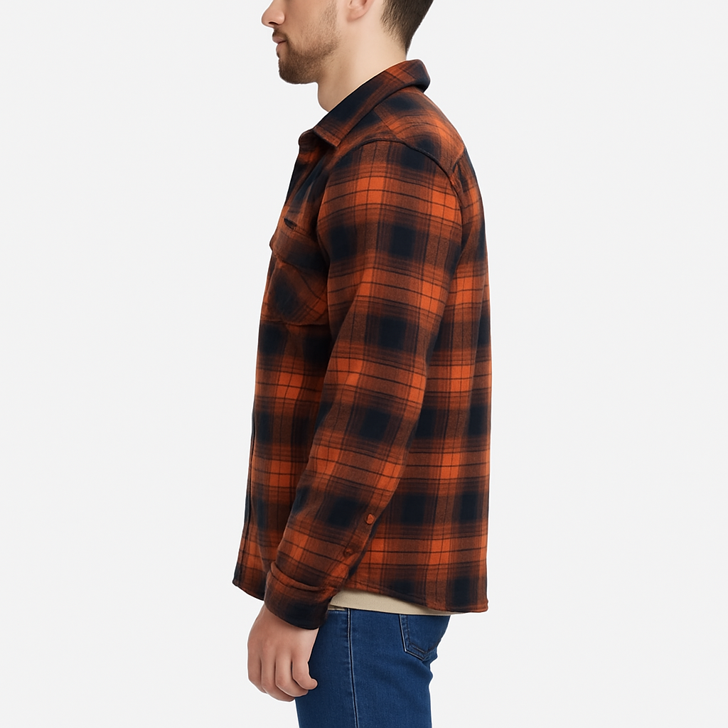 Men’s Checked Fleece-Lined Jacket – Sherpa Overshirt for Spring